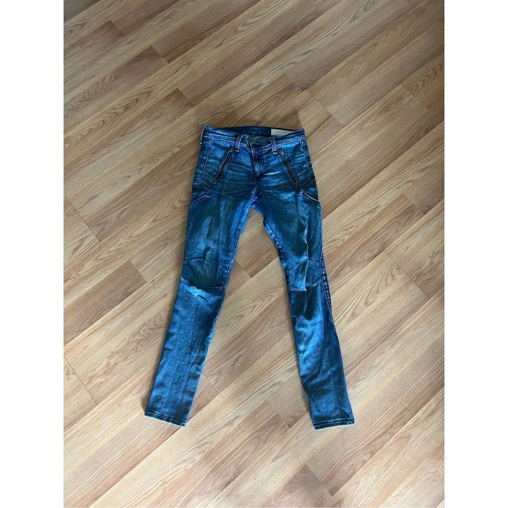 Rag & Bone Women's Blue Mid Rise Rally Cargo Skinny Moto Jeans Size 26